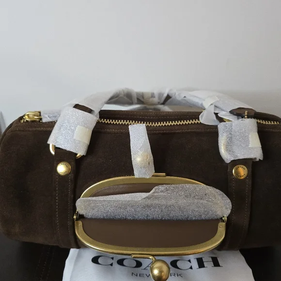 Coach Kisslock Barrel Bag In Chocolate - Picture 5 of 9